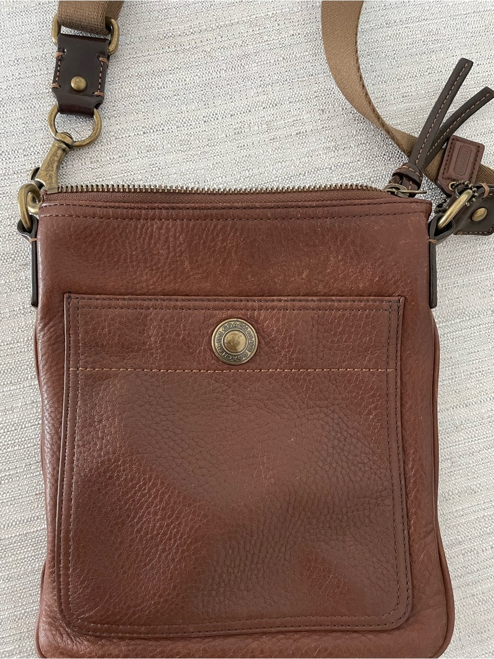 Coach Leather Messenger Crossbody Bag - Brown